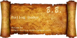 Ballog Bodor névjegykártya